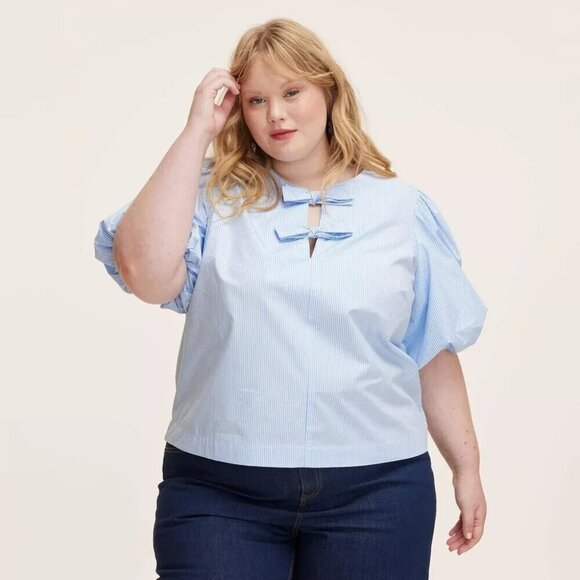 SIZE M or XXL | Women's Stripe Puff Short Sleeve Blouse - kate spade NY Target - Picture 7 of 8